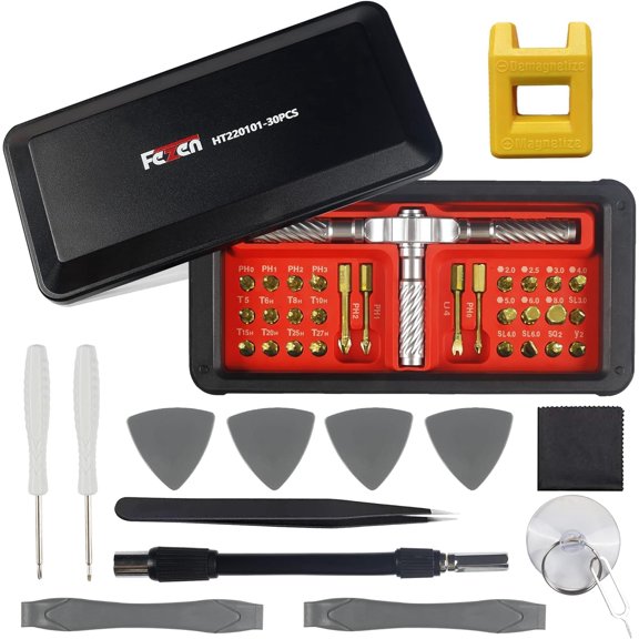 CHE-30 in 1 Ratcheting Screwdriver Set with Magnetic Driver Kit, Family Essential Portable Tool Set for Daily Maintenance, Household Appliances, Bicycles, TVs, Electric Sockets, Red