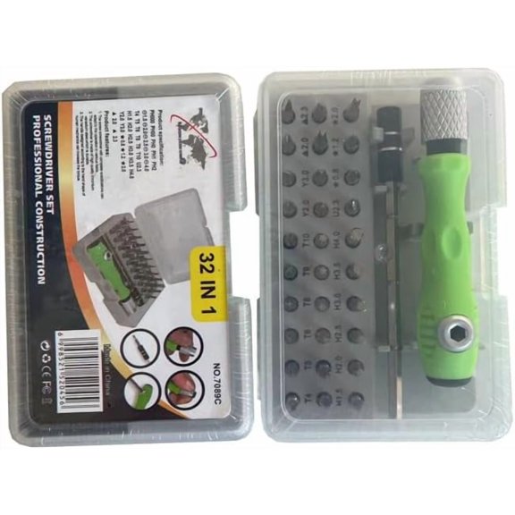 CHE-32-in-1 Magnetic Precision Screwdriver Set with Star, Torx, Phillips, Slotted, Hex Bits - Mini Repair Tool Kit for Glasses, Laptop, Phone, Watch, Toys
