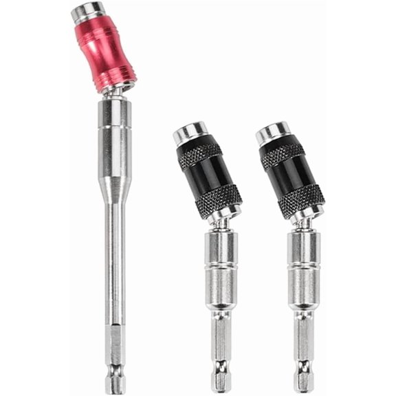 CHE-3pcs Magnetic Pivoting Bit Tip Holder with 1/4 Inch Hex Shank Quick Release Pivoting Bit Holder Flexible Screwdriver Bit Holder Extension Rod for Tight Spaces or Corners (88+145mm Length)