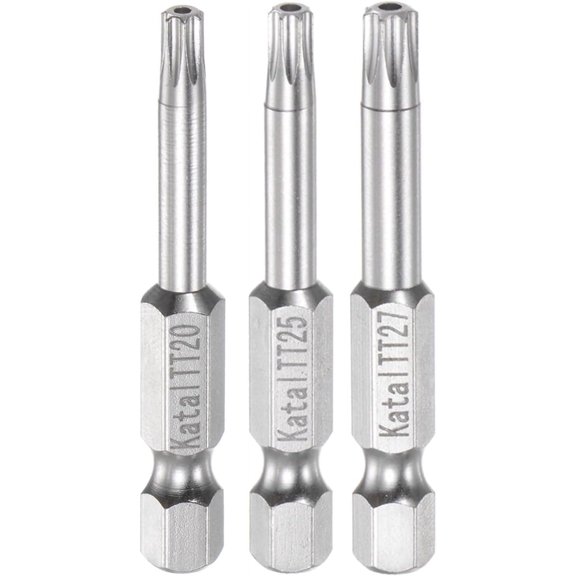 CHE-3pcs TT20-TT27 Star 7 Point Screwdriver Bit 1/4" Hex Shank 2" Length Magnetic Security Torx Screw Driver Power Tool