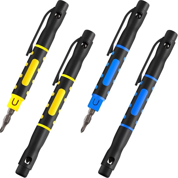 CHE-4 Pieces Pocket Screwdriver 4 in 1 Multipurpose Portable Crossing Flathead Pen Screwdriver for Repairing