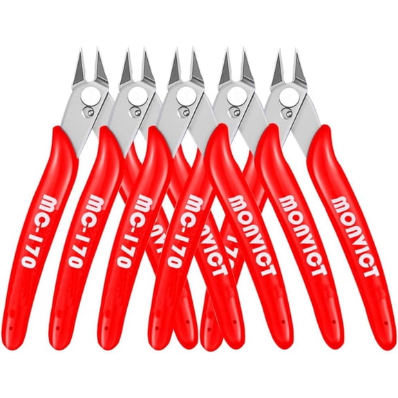 CHE-5 Pack Flush Cutters MC-170, Wire Cutters 5 Inch Side Cutting Pliers Precision Cutter Tools Ultra Sharp Micro Wire Cutters for Cables Wires Zip Ties 3D Printing Electrical & Cut Needs