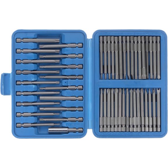 CHE-50pcs Screwdriver Bit Set 3" Length Extra Long Magnetic Driver Kit with Torx, Hex, Spline, Tamper-Proof, Square, Phillips, Slotted, U-Type, Pozi, Security Hex, 12 Point, Y-Type