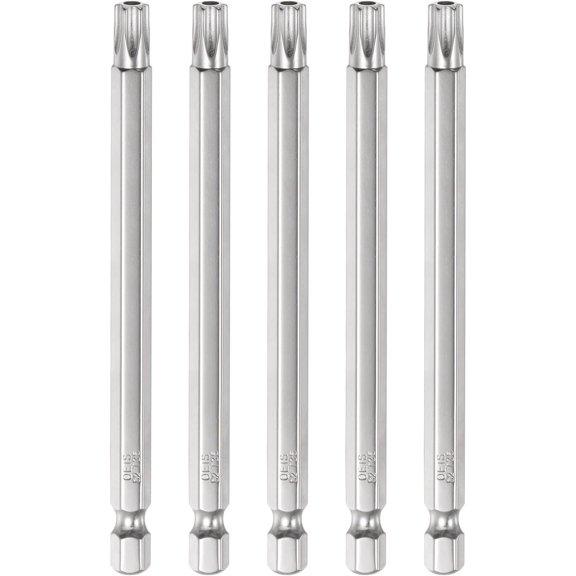 CHE-5Pcs Security Torx Bit 1/4" Hex Shank 4" Long Drill Bits T35 Torx Star S2 Steel Magnetic Tamper Resistant Screwdriver Bit