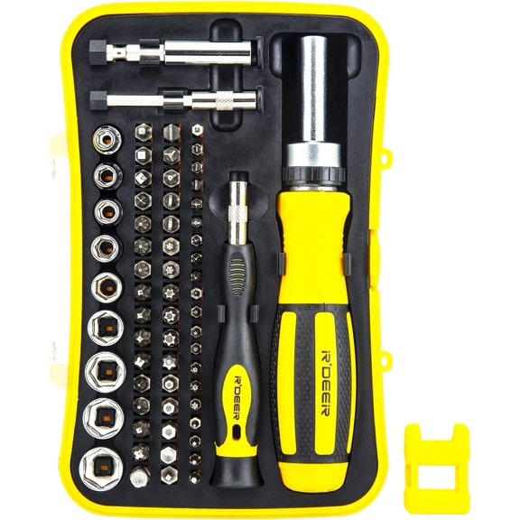 CHE-65 in 1 Ratchet Screwdriver Set R'deer Multifunction Precision Nut Driver Socket Manual Repair Tools Kit for Home Appliances Furniture Toy Computer Car Smartphone and Electronic