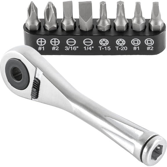 CHE-70040-1/4-Inch Drive Close Quarter Micro Bit Ratchet | Mini Screwdriver with High Torque 72-Tooth Gearhead - 5 Degree Sweep - Spring Loaded Detent Ball Bit Holder