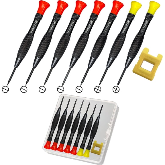 CHE-8PCS Precision Screwdriver Set With Case, Lengnoyp Magnetic Flathead Phillips Small Screwdrivers, Mini Screwdriver Set Kit and Magnetizer for Eyeglass Repair, Watch, Electronic Repairs