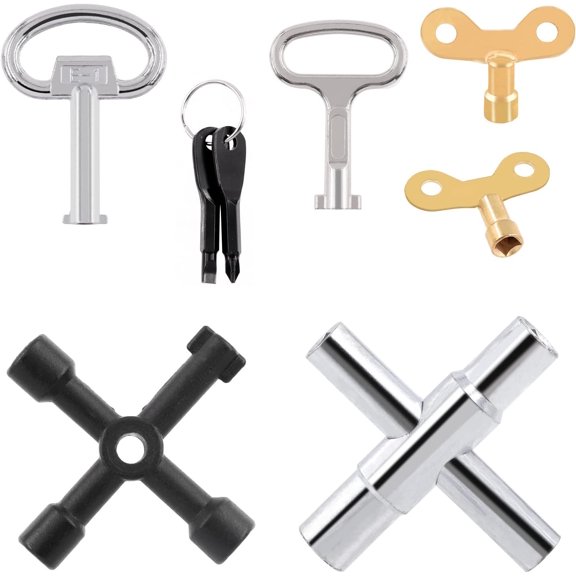 CHE-8Pcs Multi-functional Utility Kit, including 4 Ways Utility Spanner, Water Tap Faucet Keys, Screwdrivers, and more for Daily Use