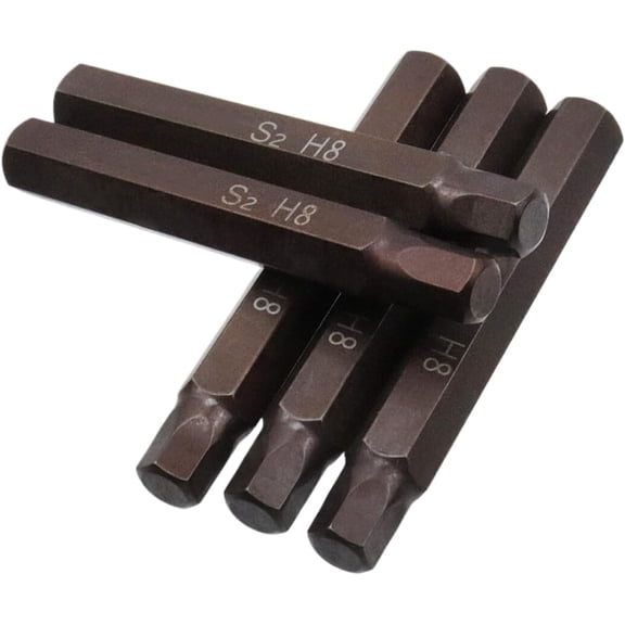 CHE-8mm Hex Head Drill Bit Set S2 Steel Screwdriver Bits Set 25/64" Hex Shank 3" Length H8 Hex Head Bit Set -5pcs
