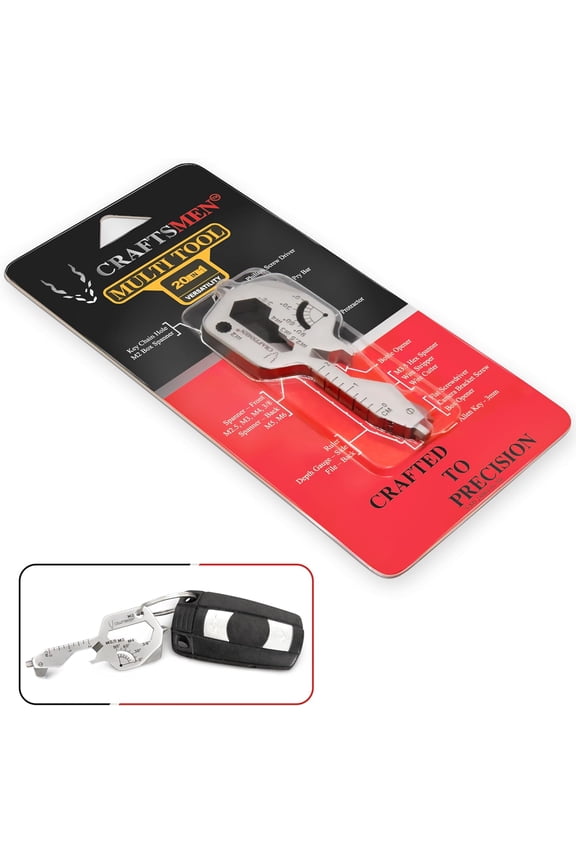 CHE-CRAFTSMEN MULTI TOOL KEY 20 IN 1 | Key Chain Utility Gadget | Key Multitool | EDC | Father Day Gift | TSA | Bottle Opener | Screw Driver | Gift for Men, Women, Valentine's, Groomsmen, Birthday