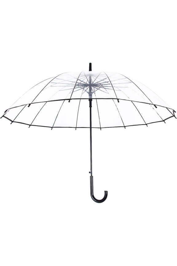 CHE-Clear Umbrella for Rain Wedding 16 Ribs Big Size Windproof Auto Open See Through Travel Essentials