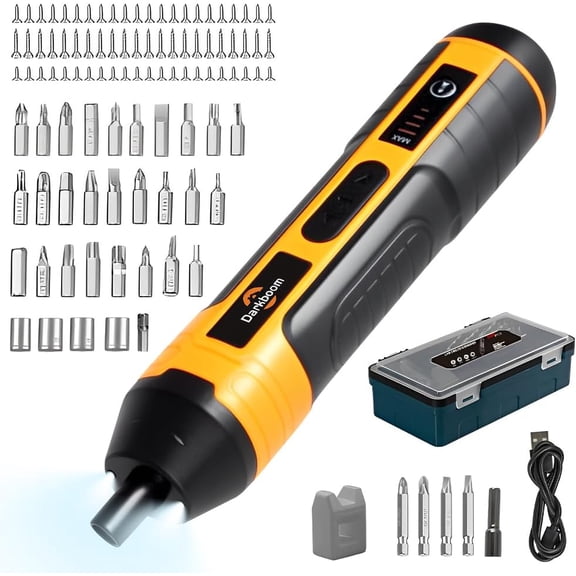 CHE-Cordless screwdriver set with LED light,105 in 1 precision screwdriver set,Rechargeable electric screwdriver Type-C Input,4-speed Torque Adjustment,Manual-automatic integration