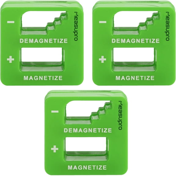 CHE-Demagnetizer and Magnetizer - Green - 3 Pack - for Screwdrivers Tips, Bits, and Small Tools, Large or Big Screws, Drills, Drill Bits, Sockets, Nuts, Bolts, Nails and Precision Construction