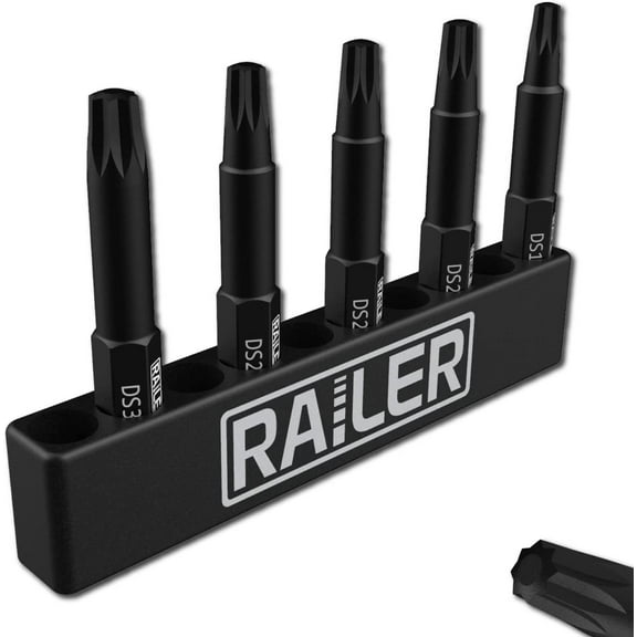 CHE-Double Square 8 Point Star Bit Set, 5pc S2 Steel 2 Inch 8 Spline Fastener Drive Bit Set with Storage Bit Holder