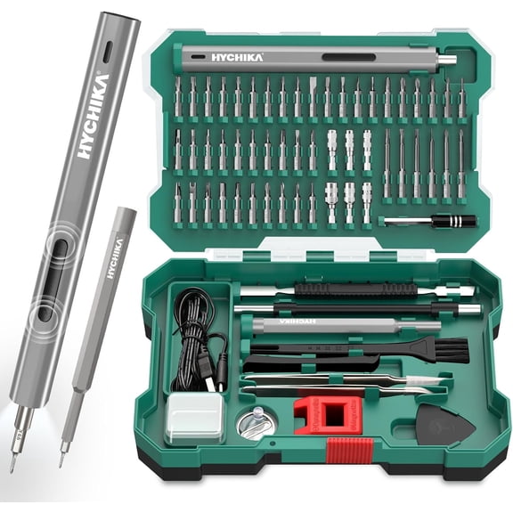 CHE-HYCHIKA Precision Screwdriver Set, Mini Electric Screwdriver 67-in-1 with 52 Magnetic Bits, 3 Torque Settings, LED Light & Rechargeable Repair Tool Kit for Computer Phone Camera
