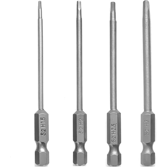 CHE-Hex Bit Set 4in1, Allen Wrench Drill Bit Set 1/4" Hex Shank 3" Long Screwdrivers Bit for RC Repair Electric Screwgun/Power Drill RC Hobby Tool Kit