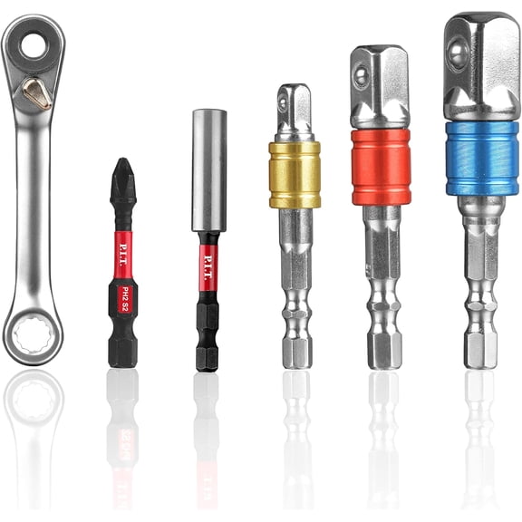 CHE-Impact Grade Socket Adapter/Extension Set,1/4" 3/8" 1/2" Turns Power Drill Into High Speed Nut Driver with 1/4 Micro Ratchet, Impact Magnetic Phillips Bit &Screwdriver Bit Holders, for bike ect