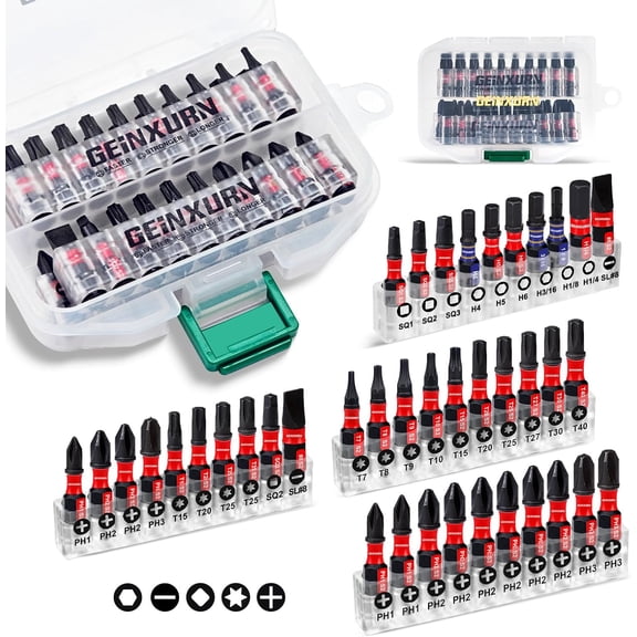 CHE-Impact Multi Screwdriver Bits Set, 40pieces Magnetic S2 Steel 1Insert Bits Tips and Impact Bit Holder with Base and Storage Box