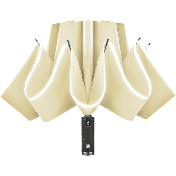 CHE-Inside Out Umbrella Folding - Inverted LED Umbrellas Automatic Open and Close - Women Rain Umbrella Reverse Folding