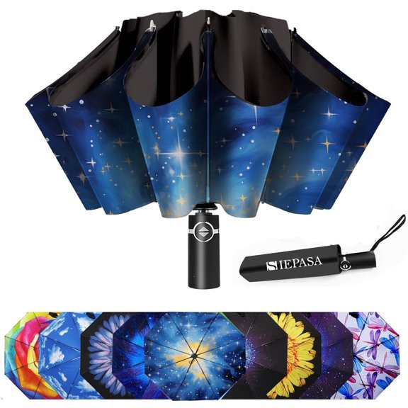 CHE-Inverted Umbrella, Large Windproof Compact Umbrellas for Rain & Sun, Compact Reverse Umbrella,Automatic Travel Folding Umbrella for Women Men.