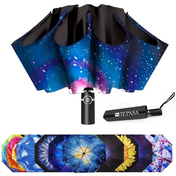 CHE-Inverted Umbrella, Large Windproof Compact Umbrellas for Rain & Sun, Compact Reverse Umbrella,Automatic Travel Folding Umbrella for Women Men.