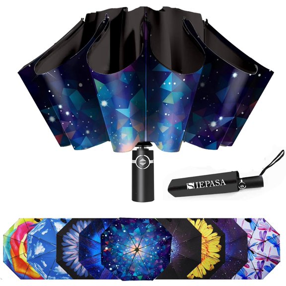 CHE-Inverted Umbrella, Large Windproof Compact Umbrellas for Rain & Sun, Compact Reverse Umbrella,Automatic Travel Folding Umbrella for Women Men.