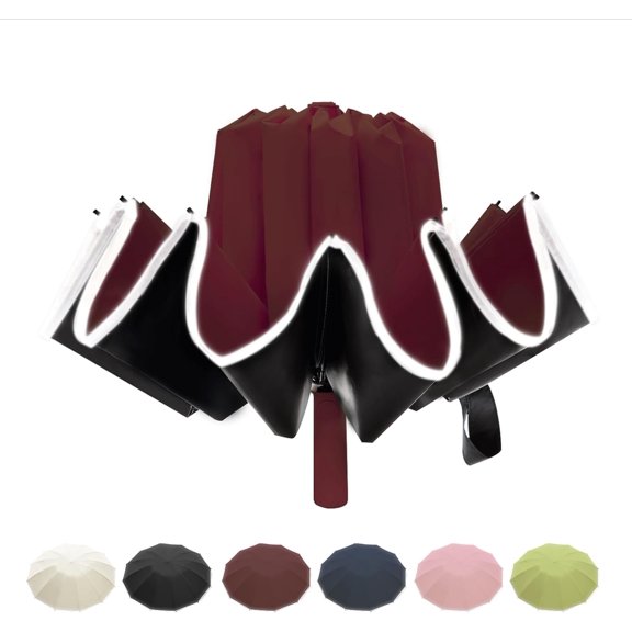 CHE-Large Double-Ribs Umbrella Automatic Folding Umbrella for Women Men, Travel, UPF 50+ UV Protection