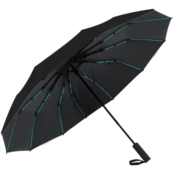 CHE-Large Double-Ribs Umbrella Automatic Folding Umbrella for Women Men, Travel, UPF 50+ UV Protection