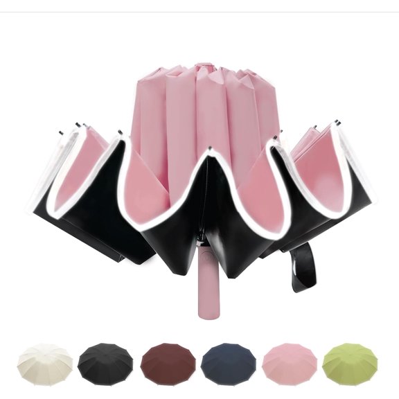 CHE-Large Double-Ribs Umbrella Automatic Folding Umbrella for Women Men, Travel, UPF 50+ UV Protection