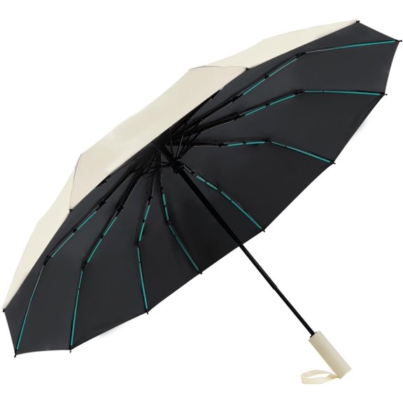 CHE-Large Double-Ribs Umbrella Automatic Folding Umbrella for Women Men, Travel, UPF 50+ UV Protection