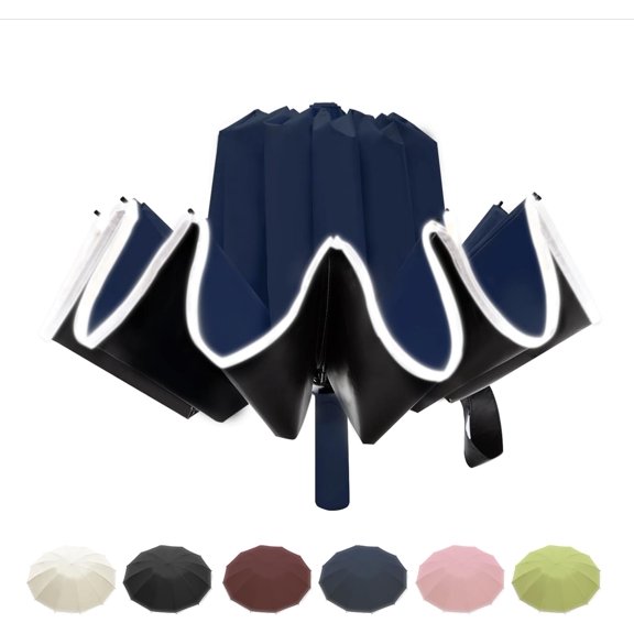 CHE-Large Double-Ribs Umbrella Automatic Folding Umbrella for Women Men, Travel, UPF 50+ UV Protection
