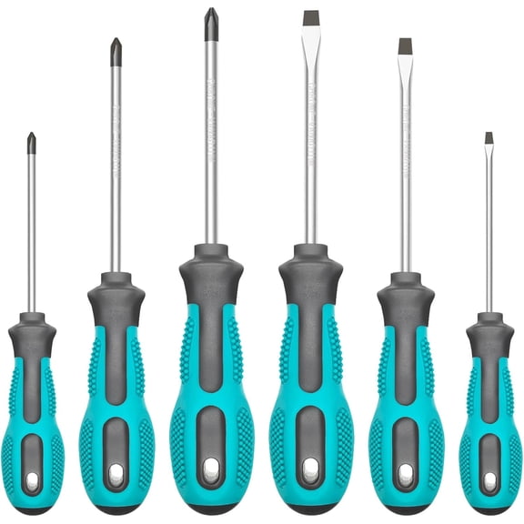 CHE-Magnetic Screwdriver Set, 6-Piece Screw Driver Kit with 3 Phillips and 3 Flat, Professional Non-Slip Cushion Grip Nut Driver Repair Tool Set. Stocking Stuffers for Men Gifts