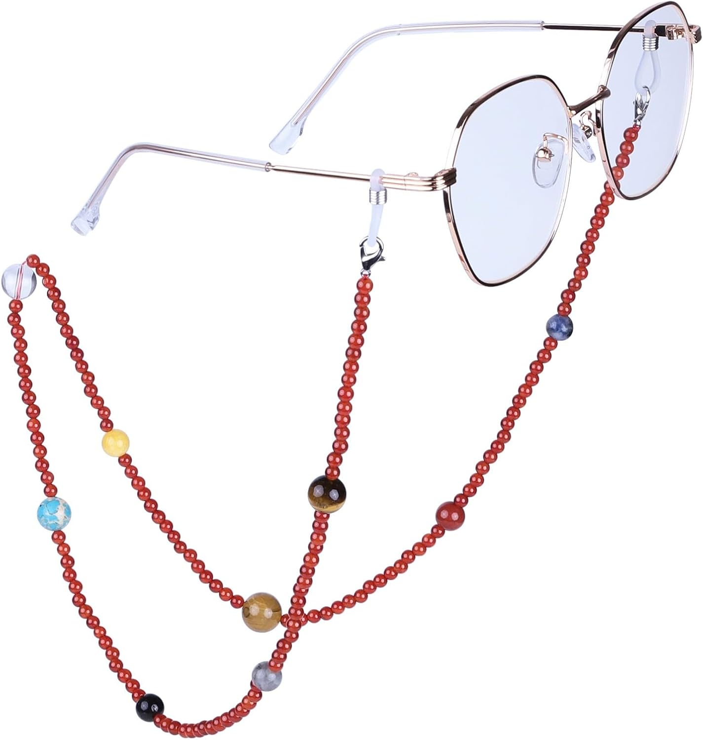 Che Chain CHE-Natural Beads Stone Eyeglass Chain for Women Men Healing Stone ...