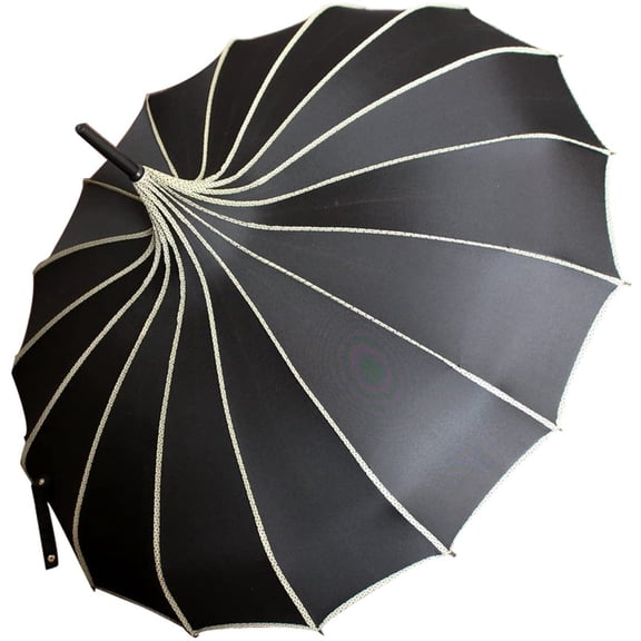 CHE-Pagoda Peak Old-fashionable Ingenuity Umbrella Parasol (black)