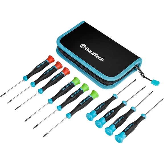 CHE-Precision Screwdriver Set, 10 PCS Magnetic Small Screwdriver Set with Pouch, Phillips, Slotted, and Torx Star, Cr-V Steel, Mini Screw Drivers for Eyeglasses, Watches, Laptops, Phones