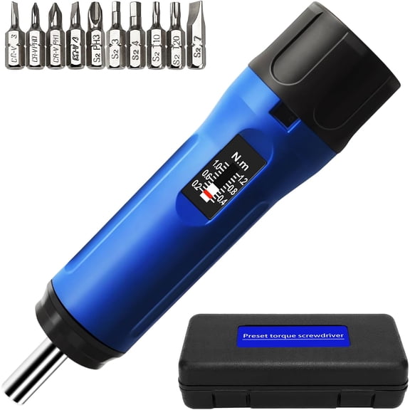 CHE-Preset Torque Screwdriver 1-6 Nm/ 8.8-53 in-lb, 1/4'' Drive Precision Adjustable Torque Wrench Set for Maintenance, Tools, Bike Repairing and Mounting