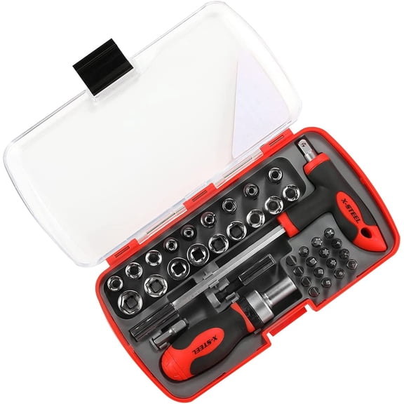 CHE-Ratcheting screwdriver sets nut driver set Magnetic Muti Screwdriver Bits Sockets Set T-handle Rachet Tools Set Basic Tool Kit 38-piece for home repair dorm mechanics
