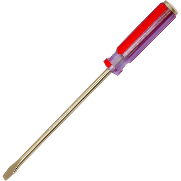 CHE-Screwdriver,Non-Sparking Slotted Screwdriver,Strike Cap Flat Head Screwdriver,Aluminum Bronze,Length 178mm(7"),Tip 4mm,Ergonomic Handle,Die-forge,BAM Certificate