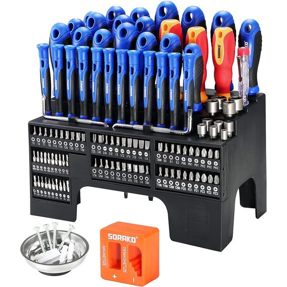 CHE-Screwdriver Set, 118-Piece Magnetic Screwdriver Set with Plastic Racking, Precision Screwdriver Kit for Home Repair, Improvement, DIY Craft, Men Tools Gift, Screw Driver Set