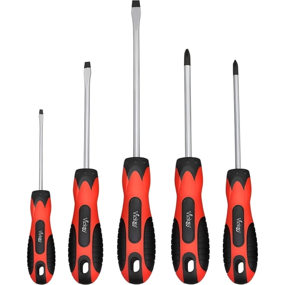 CHE-Screwdriver Set, Permanent Magnetic Precision Tips, Rust Resistant Heavy Duty shank Toolkit for men Repairing, Slotted & Phillips Screwdriver, Ergonomic Comfortable Non-skid Handle, 5 Pieces