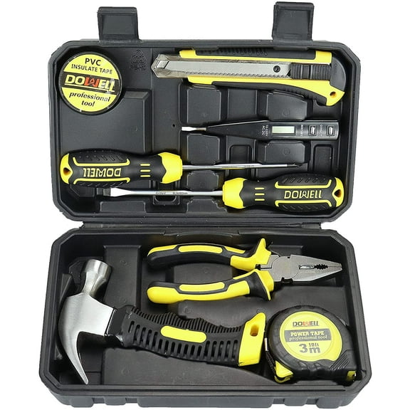 CHE-Small Mini Tool Set School College Student Kids Dorm Tool Set Kit Home Repair Hand Tools with Tool Box Storage Case Upgraded HYT9