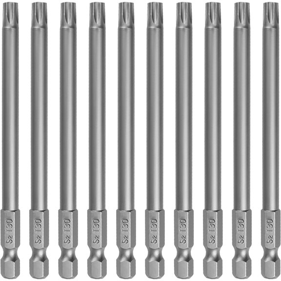 CHE-T30 Security Torx Bit Set, Tamper Proof Star Bits Set, Drill Bit Set, 10PCS, 1/4 Inch Hex Shank, 4 inch Length, S2 Alloy Steel, for Power Screwdriver Impact Driver, with Storage Case