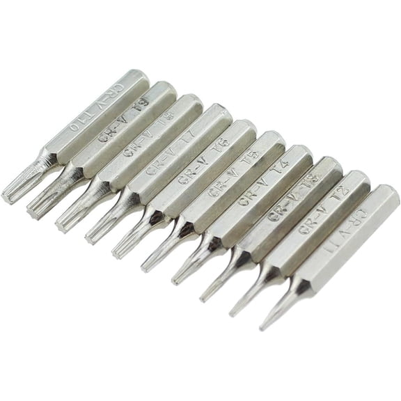 CHE-Torx Micro Bit 10PCS 28mm Length Torx Bits Set,T1 T2 T3 T4 T5,T6,T7,T8,T9,T10 Screwdriver Bit Set