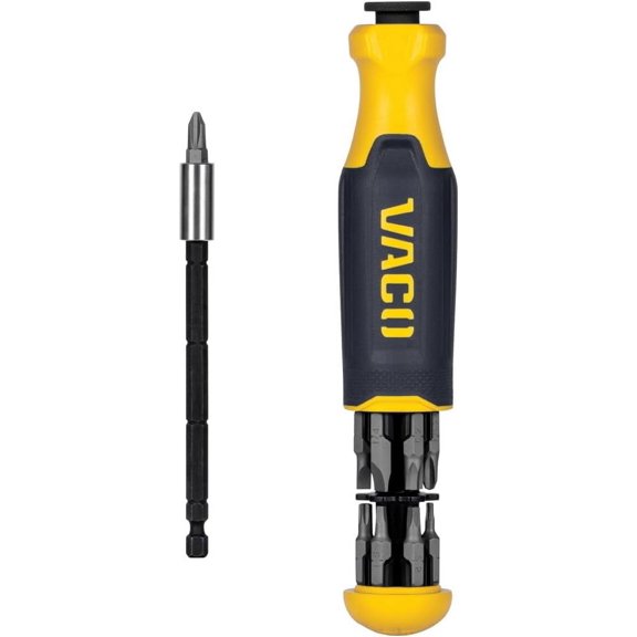 CHE-VACO VAC1140 14-in-1 Adjustable Screwdriver, Multi-Bit and Impact Driver, Magnetic, Phillips, Slotted, Square, Standard, Combo, Torx Bits