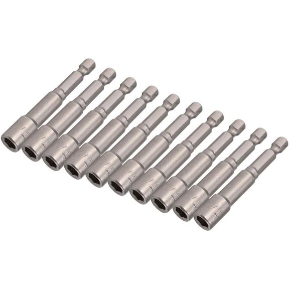 CHE-Yakamoz 10Pcs Magnetic Nut Setter Driver Drill Bit Set 1/4" Hex Shank to 1/4" Hex Socket Power Nut Driver Bits, 2-Inch Length