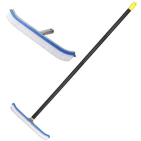 CHEASYOU Pool Brush with Pole, Adjustable Rust-Free Pole for Clean Wall Tiles Floor Above Ground Ponds