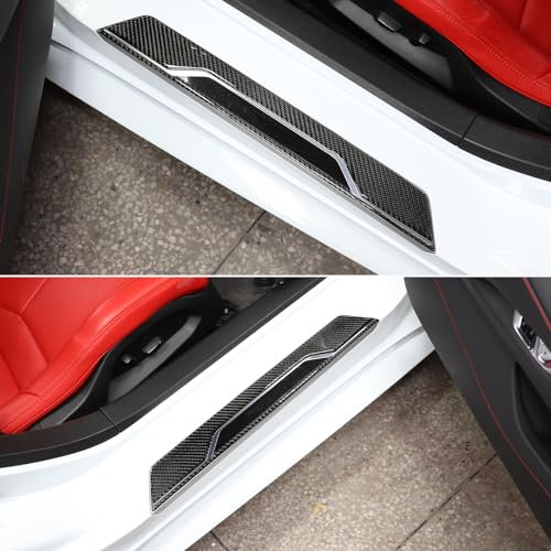 CHEAYAR Car Inner Door Sill Cover Scuff Plate Trim Sticker Compatible with Corvette C8 Stingray 2020-2023, Door Sill Guard Trim Sticker, Soft Carbon Fiber Interior Accessories