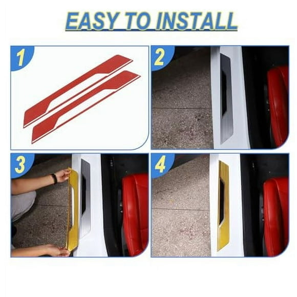 CHEAYAR Car Inner Door Sill Cover Scuff Plate Trim Sticker Compatible with Corvette C8 Stingray 2020-2023, Door Sill Guard Trim Sticker, Soft Carbon Fiber Interior Accessories (Yel