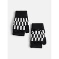 thumbnail image 1 of No Boundaries Women's Ribbed Knit Checkered Pop Top Mittens, 1 of 4