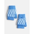 thumbnail image 1 of No Boundaries Women's Ribbed Knit Checkered Pop Top Mittens, 1 of 4